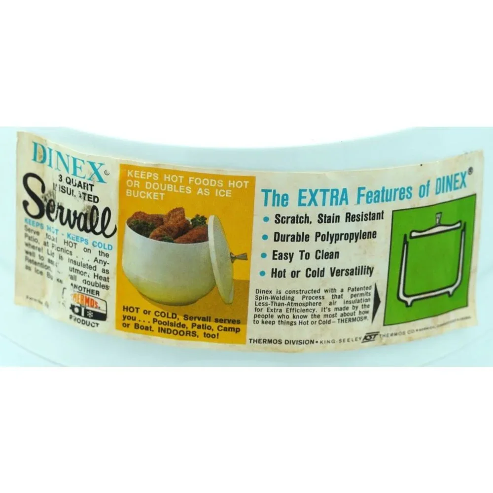 Vintage Dinex Servall Insulated Food or Ice Bucket Thermos Brand New old Stock O